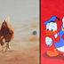 Mülltonne bemalt: Henne, Donald Duck, Holztür